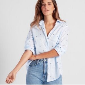 Grayson Hero linen blue butterfly button front shirt